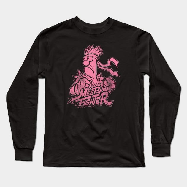 Beaker Meep Pink Long Sleeve T-Shirt by Botak Solid Art